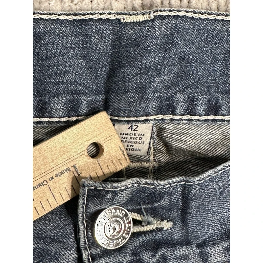 True Religion Men's Medium Wash Blue Straight Fit Denim Jeans 42x30 Flap